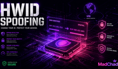 HWID spoofing powerful hardware ban protection guide showing hardware ID masking with VPN pairing for safe cheat usage in 2026