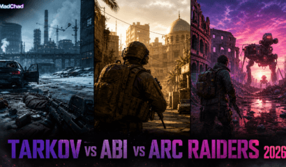 Composite image with all 3 game logos/screenshots side-by-side. Alt: "Tarkov vs ABI vs Arc Raiders 2026 powerful comparison covering gameplay mechanics, anti-cheat systems, learning curves and private cheats for each title"