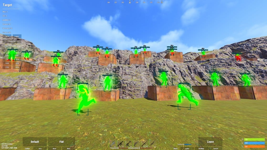 Rust gameplay with MadChad chams ESP active